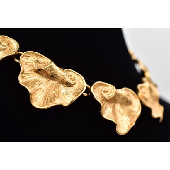 YSL Goosens Vintage Collar Necklace Brushed Gold Chunky Numbered Signed Bin7B - Picture 6 of 12